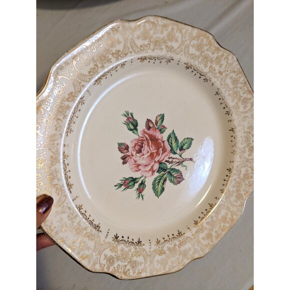 Vintage Dominion Briar Rose Dinner Plate Gold Filigree Elegant Fine China 10.5" - Picture 4 of 6